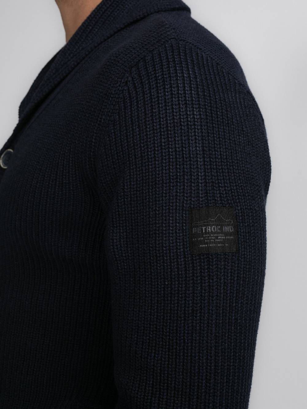 Petrol Industries M-3040-KWC282 Men Knitwear Collar Cardigan (5120 Sky Captain)