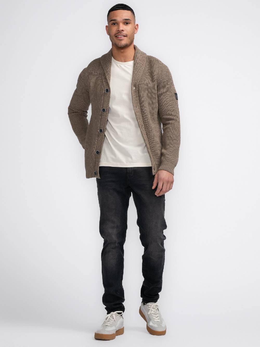 Petrol Industries M-3040-KWC282 Men Knitwear Collar Cardigan (7140 Oak)