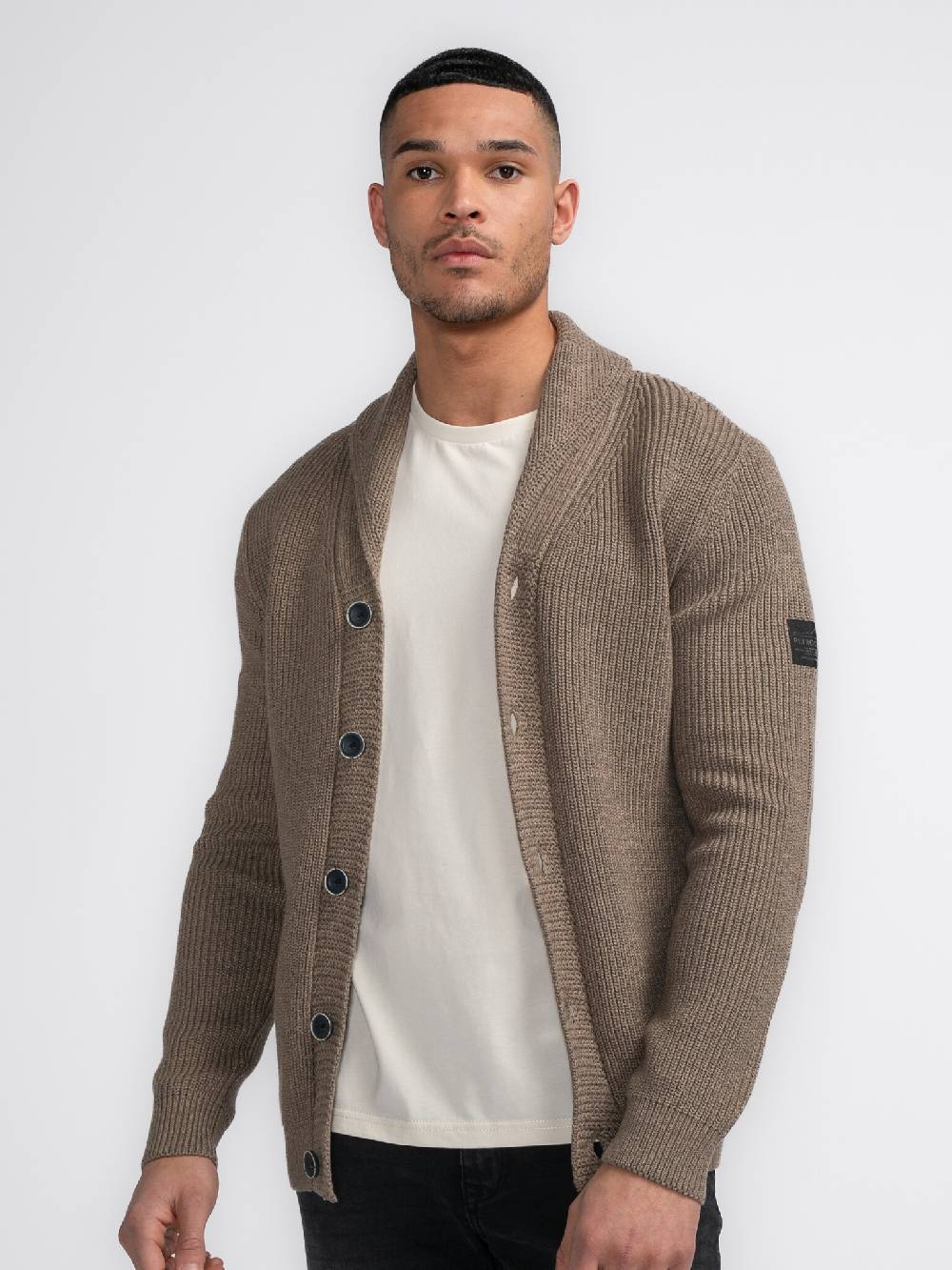 Petrol Industries M-3040-KWC282 Men Knitwear Collar Cardigan (7140 Oak)