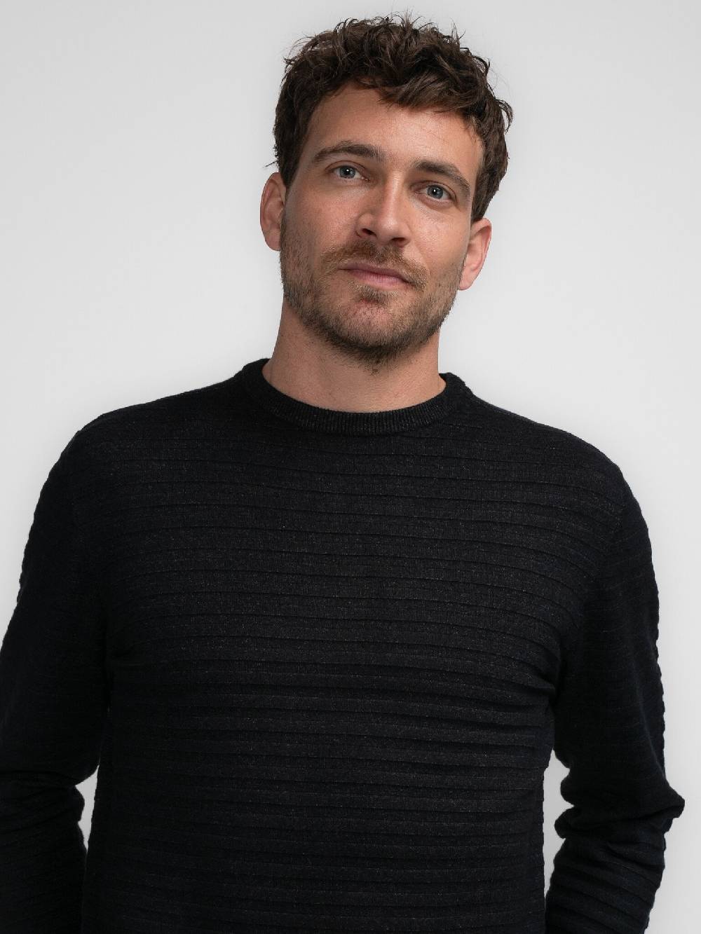 Petrol M-3040-KWR269 Men Knitwear Round Neck Basic (9091 Dark Black)