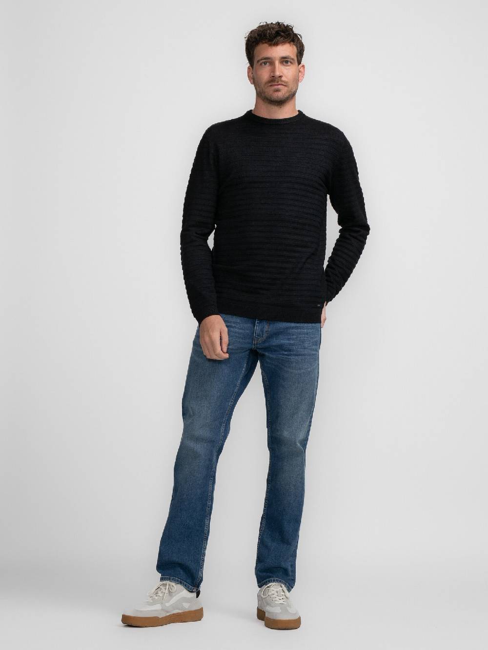 Petrol M-3040-KWR269 Men Knitwear Round Neck Basic (9091 Dark Black)