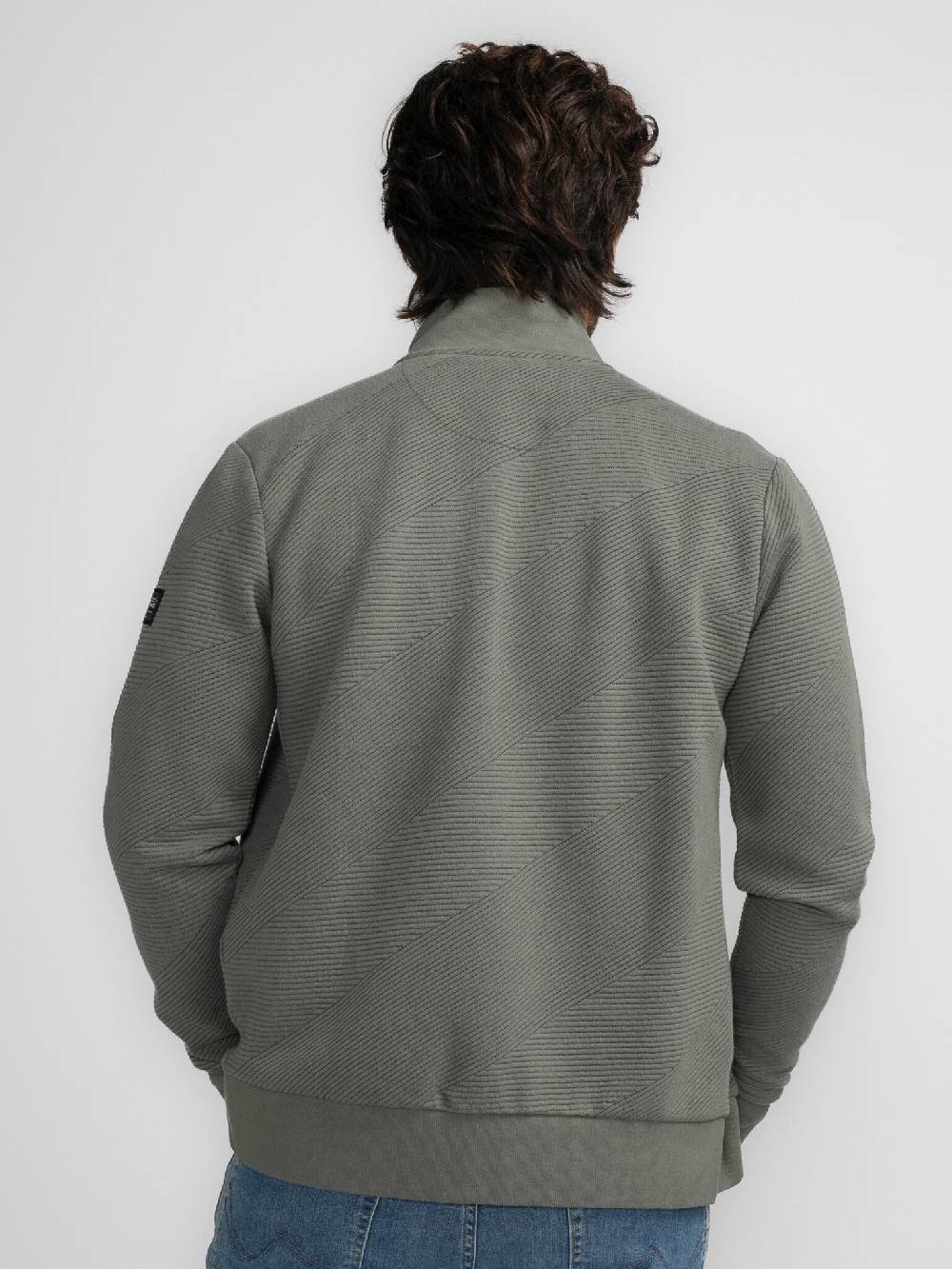 Petrol M-3040-SWC315 Men Sweater Collar Zip (6165 Dark Sage)