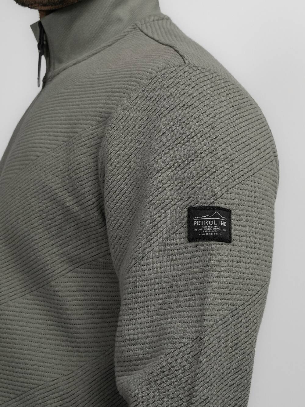 Petrol M-3040-SWC315 Men Sweater Collar Zip (6165 Dark Sage)