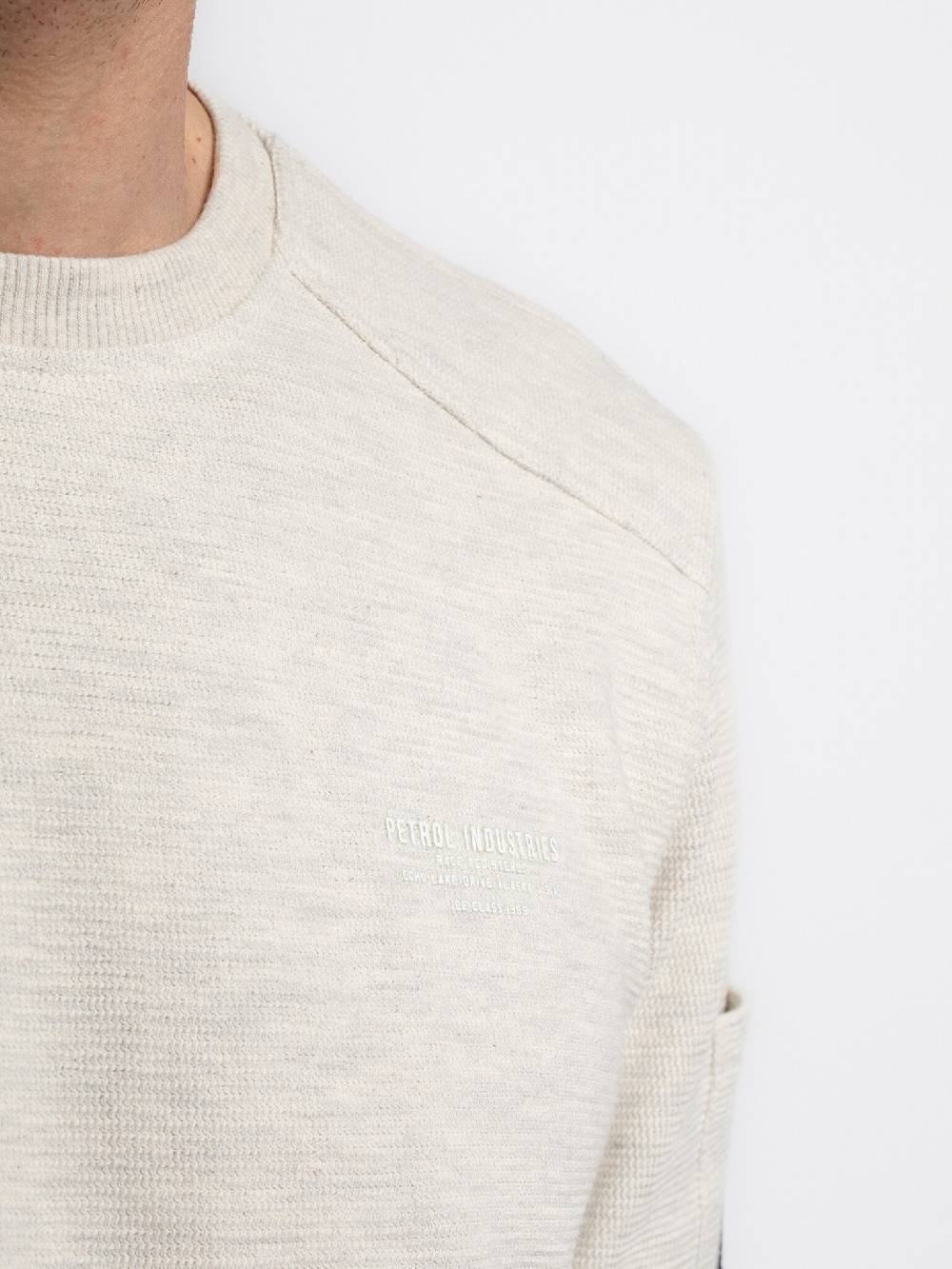 Petrol M-3040-SWR304 Men Sweater Round Neck (0009 Antique White Melee)