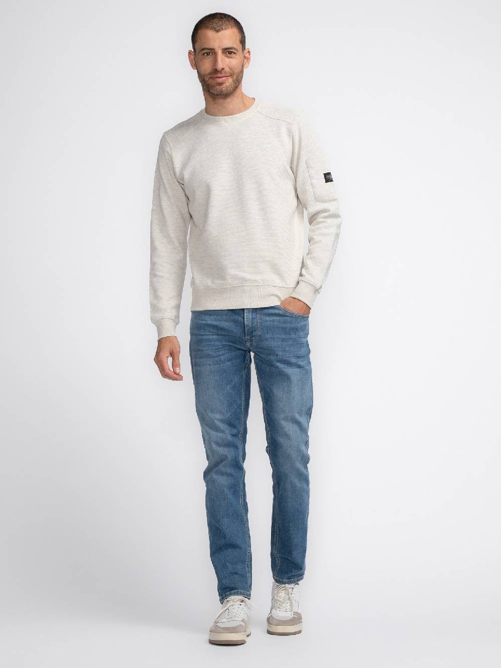 Petrol M-3040-SWR304 Men Sweater Round Neck (0009 Antique White Melee)