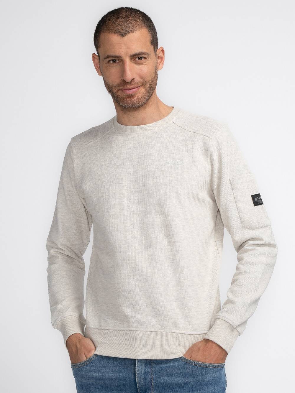 Petrol M-3040-SWR304 Men Sweater Round Neck (0009 Antique White Melee)