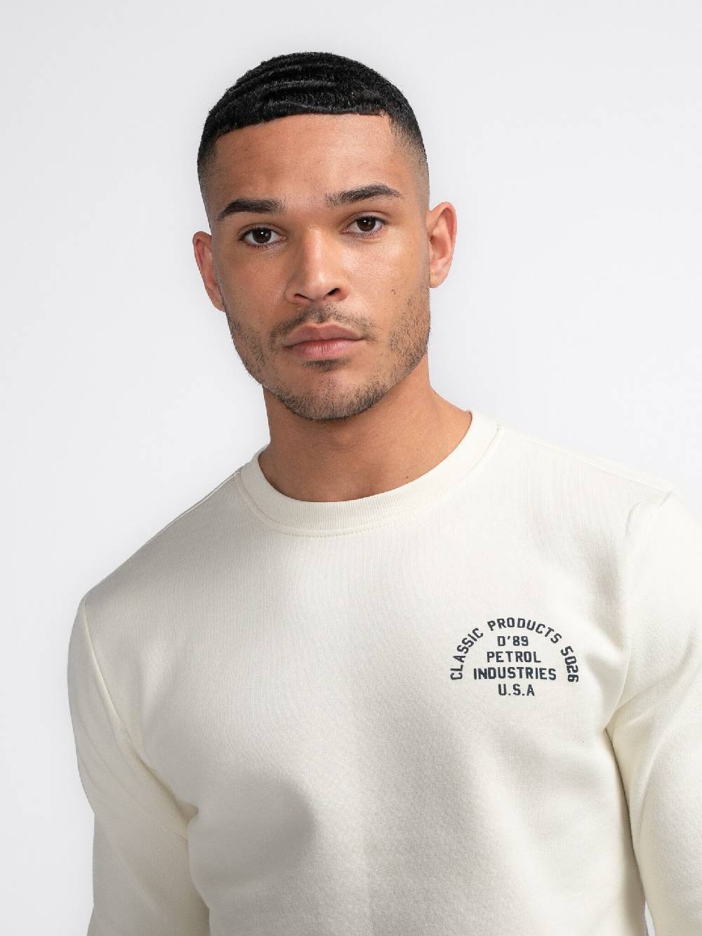 Petrol M-3040-SWR364 Men Sweater Round Neck Print (0007 Antique White)