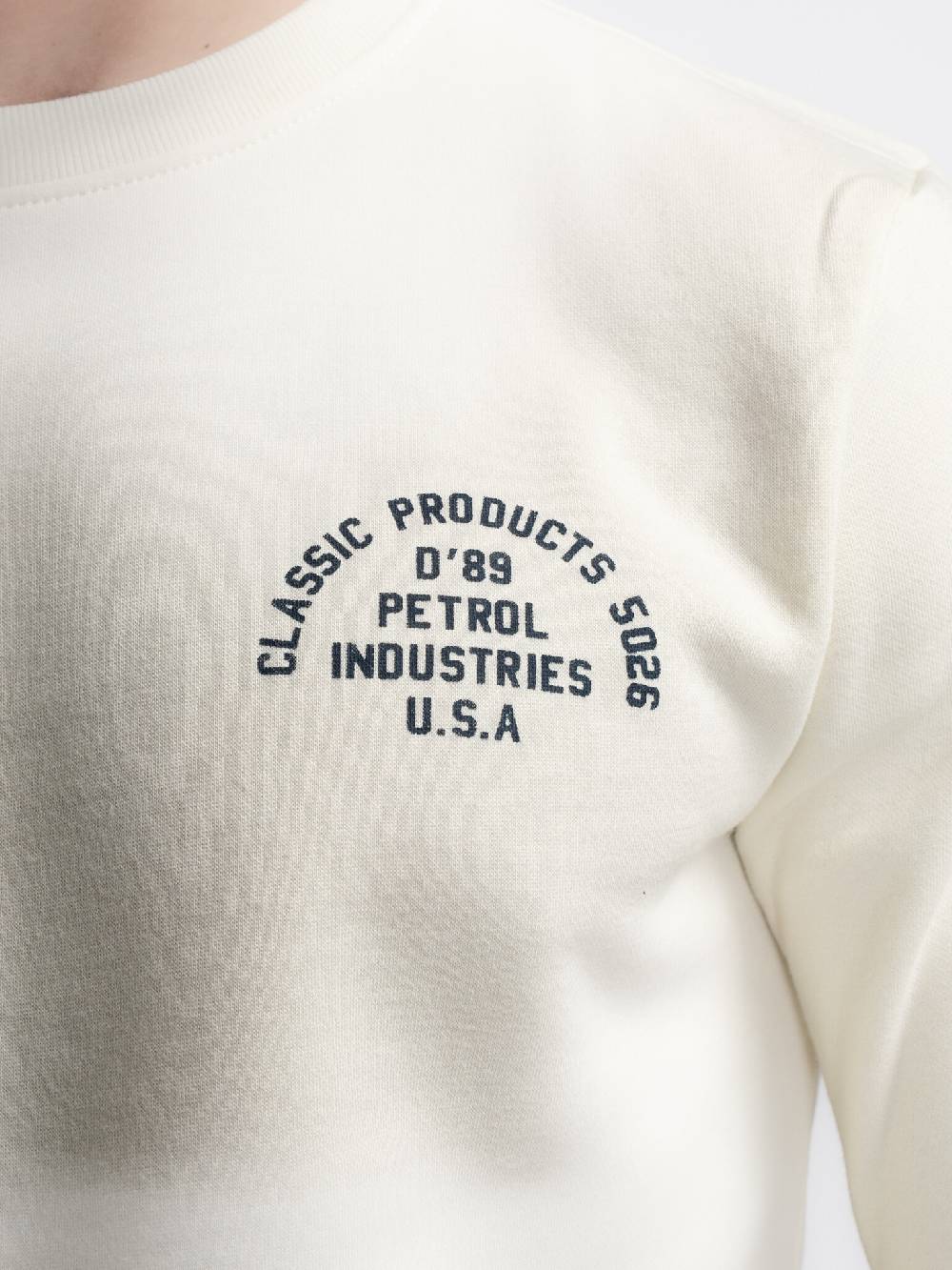 Petrol M-3040-SWR364 Men Sweater Round Neck Print (0007 Antique White)