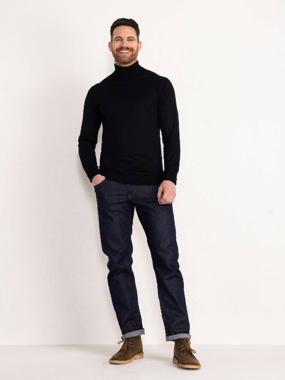 Petrol M-NOOS-KWC001 - Men Knitwear Collar Basic (9999 Black)