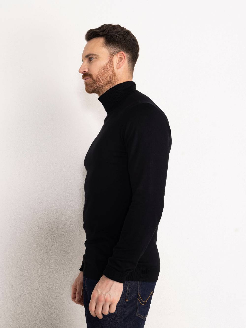 Petrol M-NOOS-KWC001 - Men Knitwear Collar Basic (9999 Black)