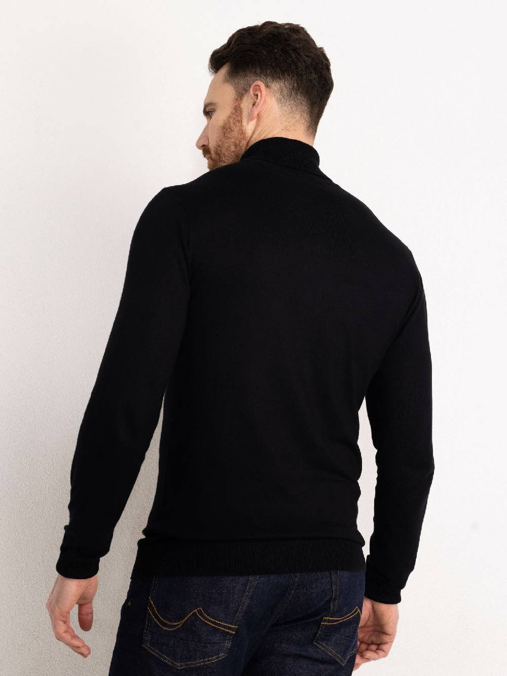 Petrol M-NOOS-KWC001 - Men Knitwear Collar Basic (9999 Black)