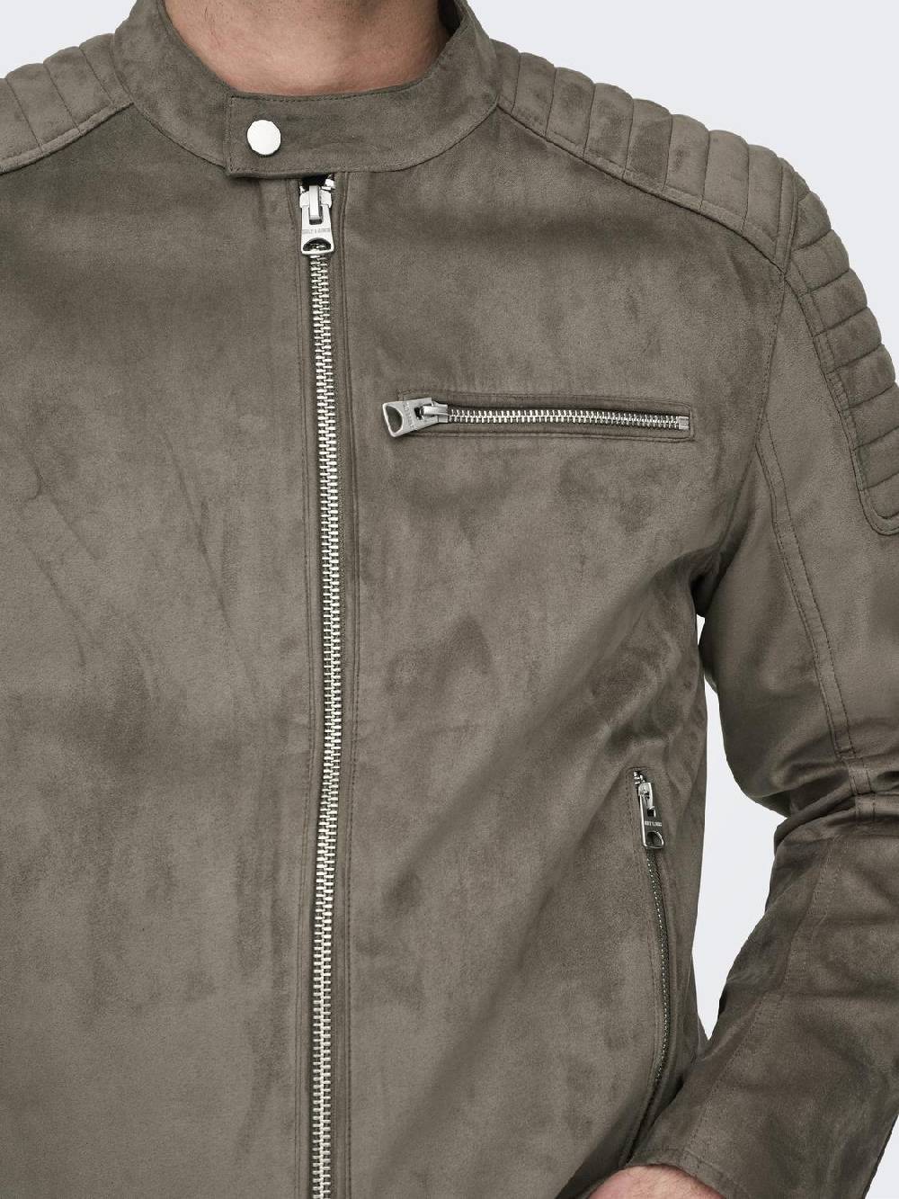 Only & Sons ONSGUS FAUX SUEDE RACER JACKET (Falcon)