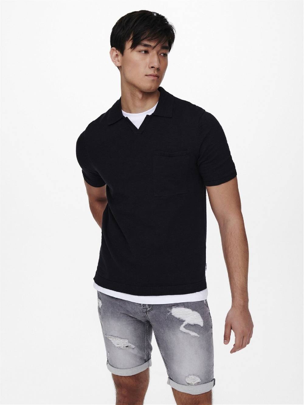 Only & Sons ONSACE REG 12 SS SLUB POLO KNIT DARK NAVY