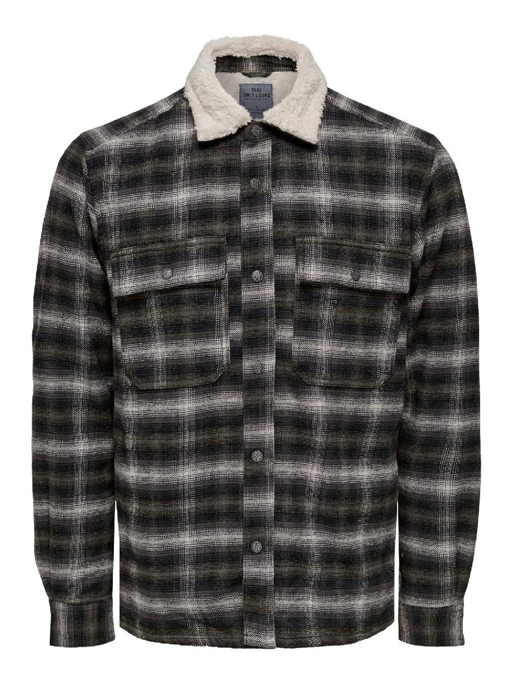 Only & Sons ONSBAZ OVR Teddy Check PKT Sjacket (192819 Canteen)