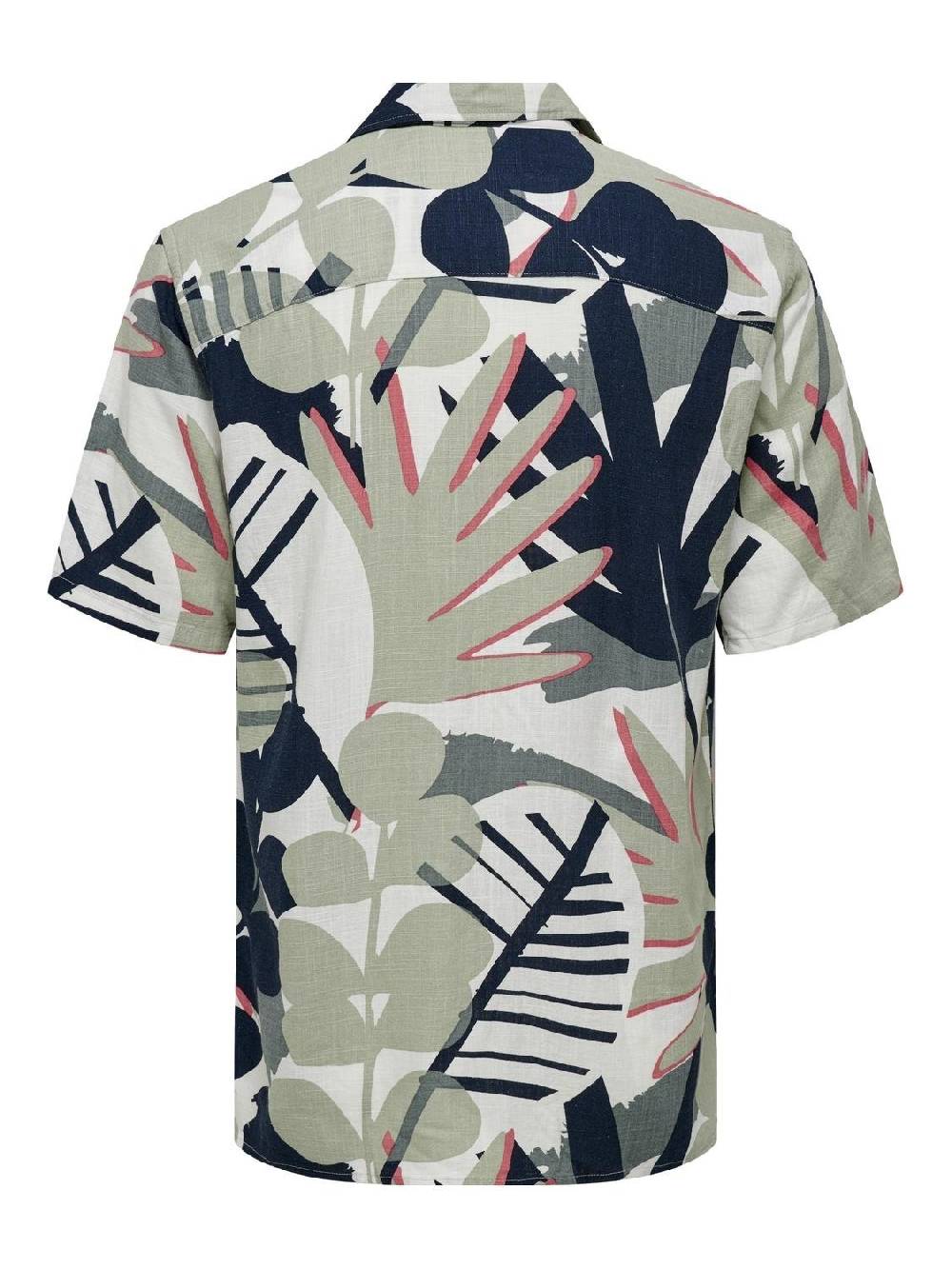 Only & Sons Onsbertil Reg Visc Linen Aop SS Shirt Tea