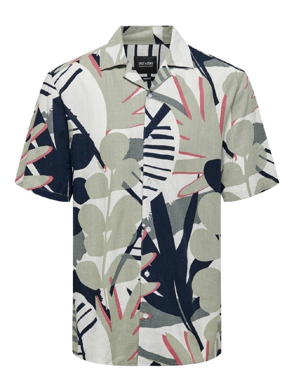 Only & Sons Onsbertil Reg Visc Linen Aop SS Shirt Tea