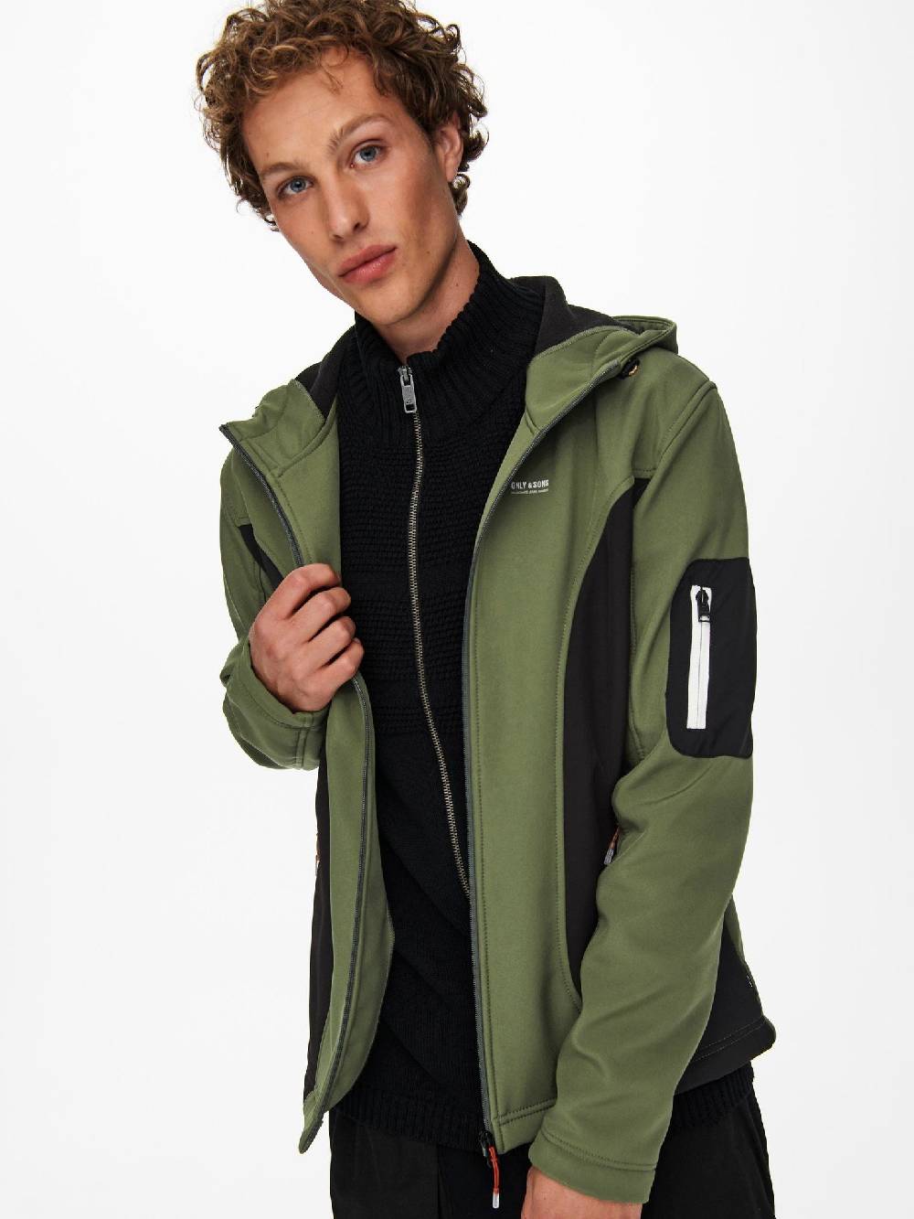 Only & Sons ONSBRAD Hood Softshell Jacket Otw (Olive Night/Black)