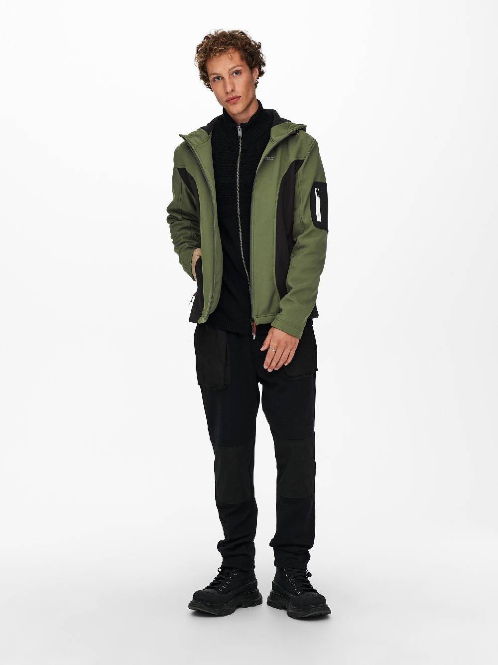 Only & Sons ONSBRAD Hood Softshell Jacket Otw (Olive Night/Black)