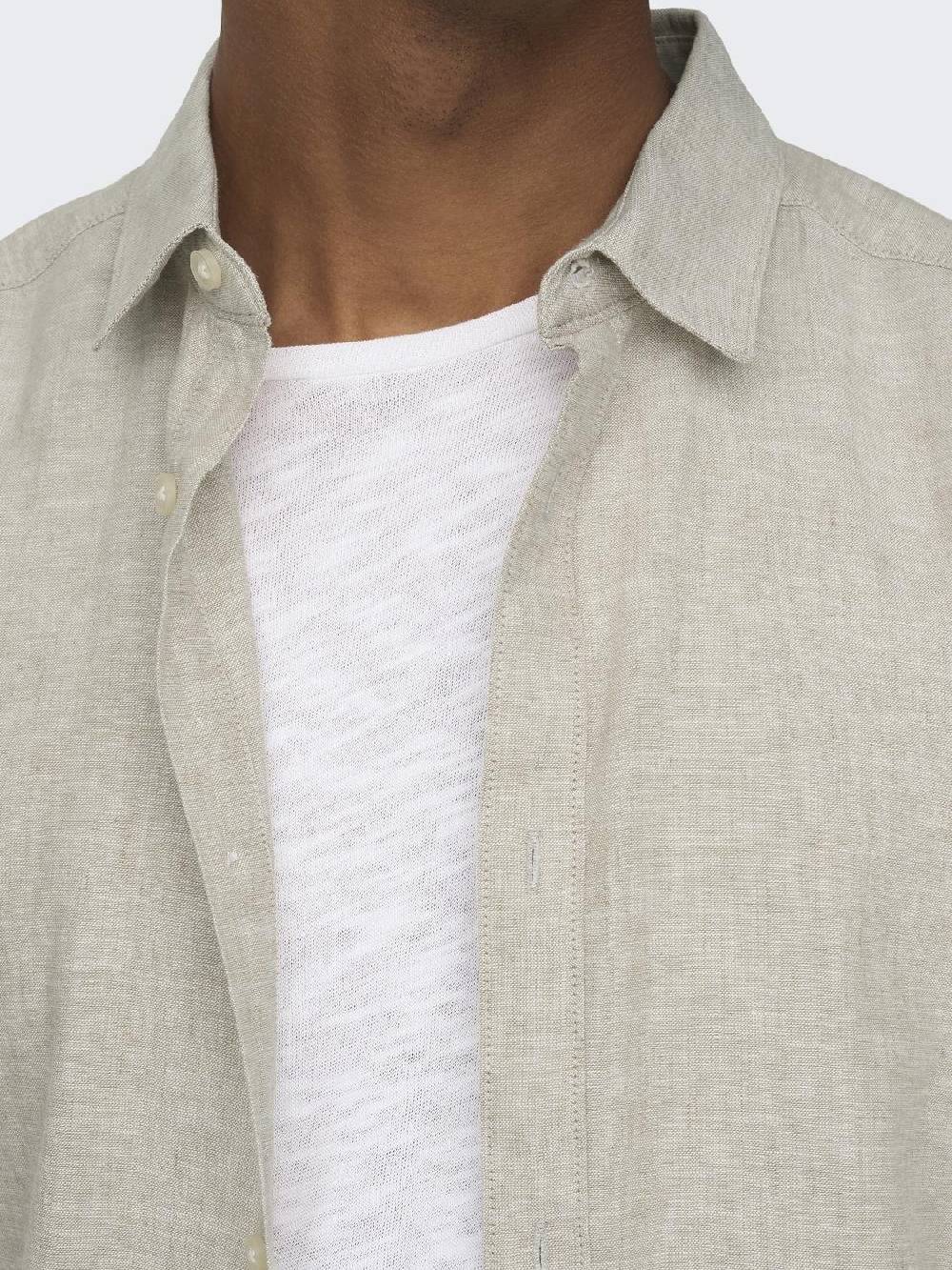 Only & Sons ONSCAIDEN LIFE SS SOLID LINEN SHIRT NOOS (Chinchilla)