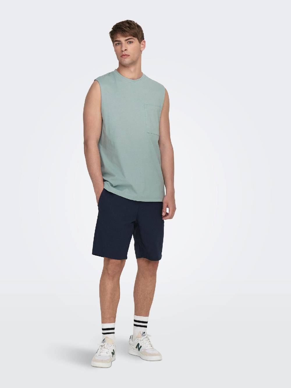 Only & Sons Onsfred RLX Pocket Slvless TEE (262078 Silver Blue)