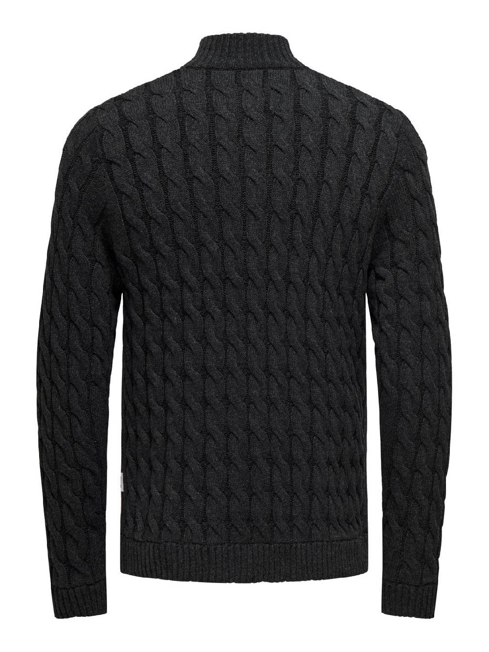 Only & Sons ONSKICKER LIFE REG 3 CABLE HALF ZIP KNIT MAGNET