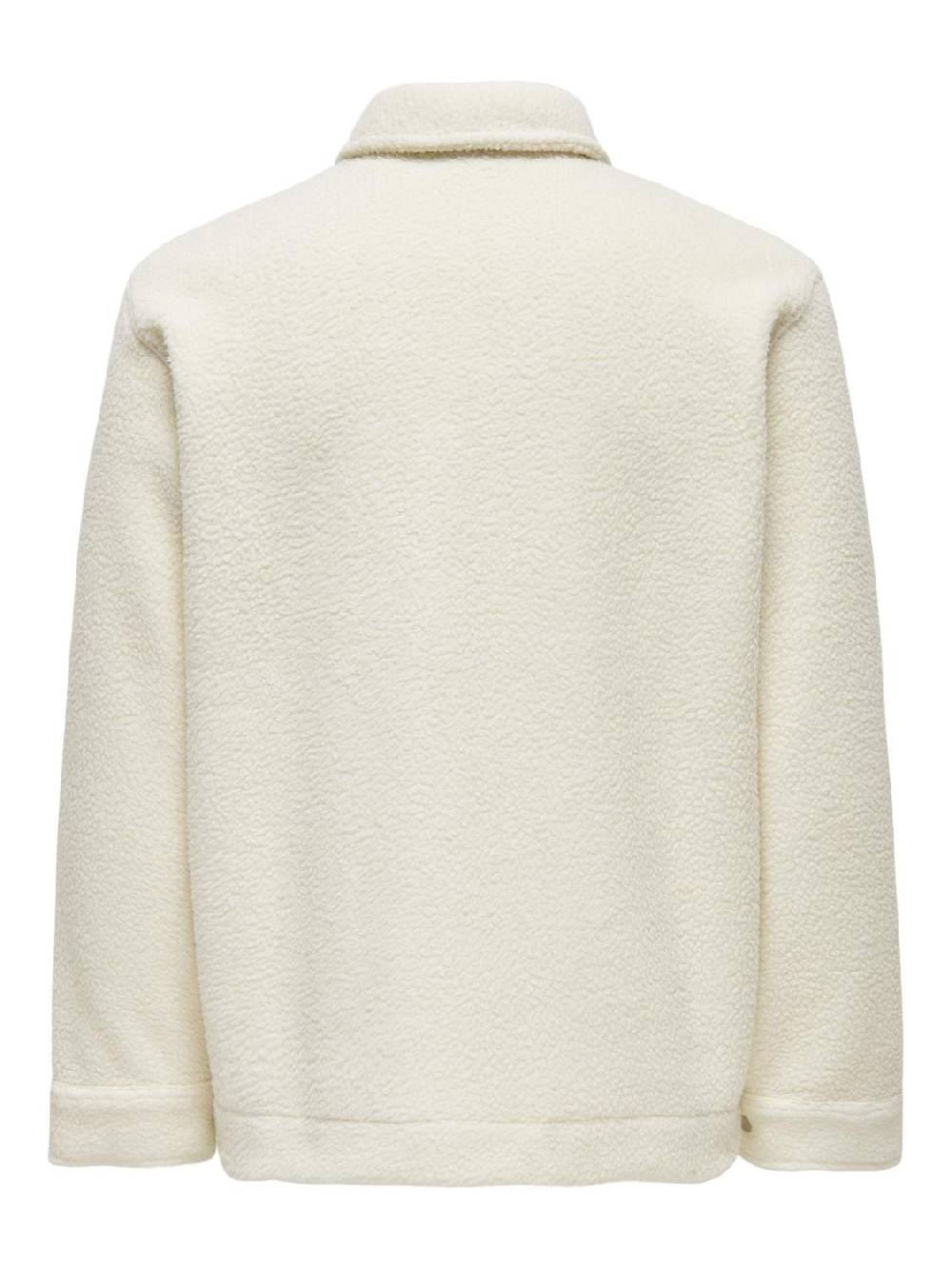 Only & Sons ONSMILIO TEDDY OVERSHIRT SWEAT VD Antique White