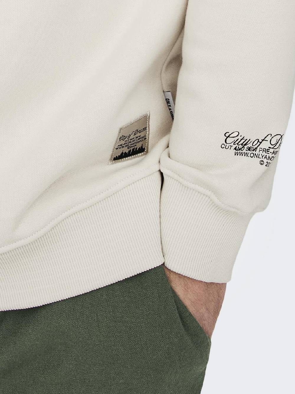 Only & Sons ONSRILEY REG 1/4 ZIP HIGH NECK SWT VD ANTIQUE WHITE