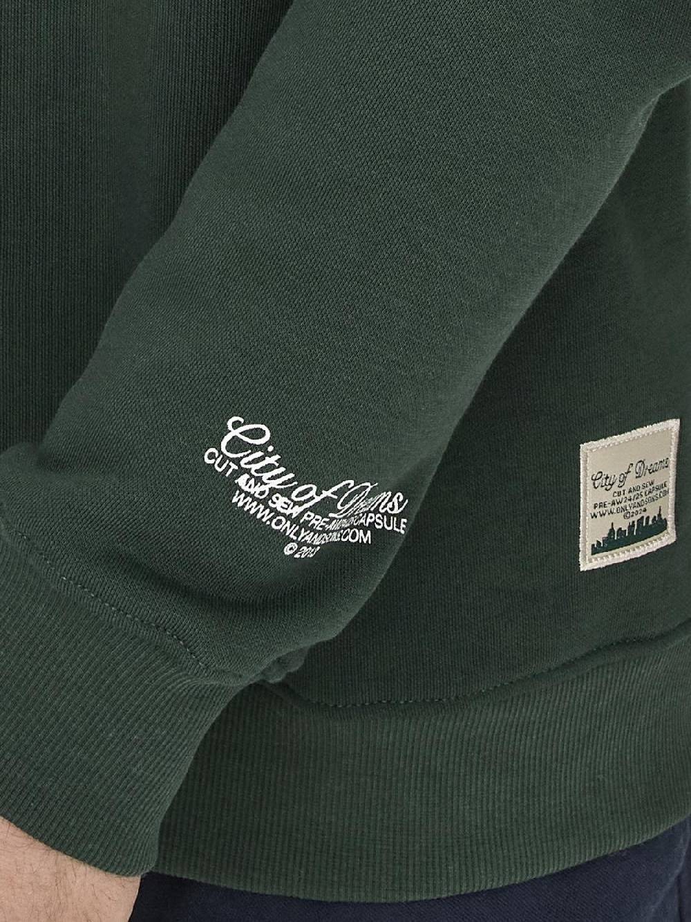 Only & Sons ONSRILEY REG 1/4 ZIP HIGH NECK SWT VD DARKEST SPRUCE