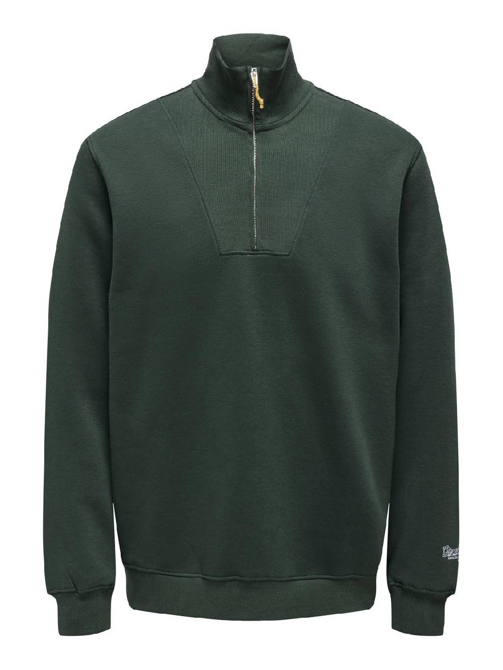 Only & Sons ONSRILEY REG 1/4 ZIP HIGH NECK SWT VD DARKEST SPRUCE