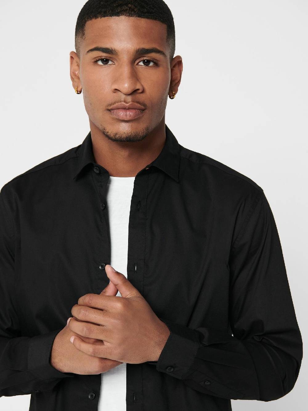 Only & Sons Onssane LS Solid Poplin Shirt (187679 Black)