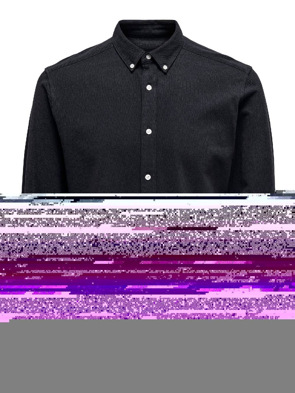 Only & Sons ONSTARP Slim Pique BTN DWN LS Shirt (187197 Dark Navy)