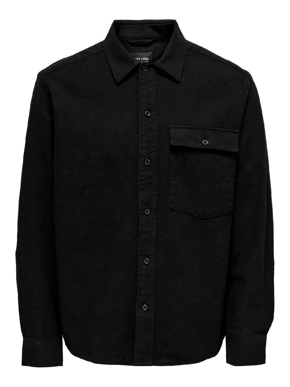 Only & Sons ONSTOM Life LS RLX Slub Solid Shirt (187679 Black)