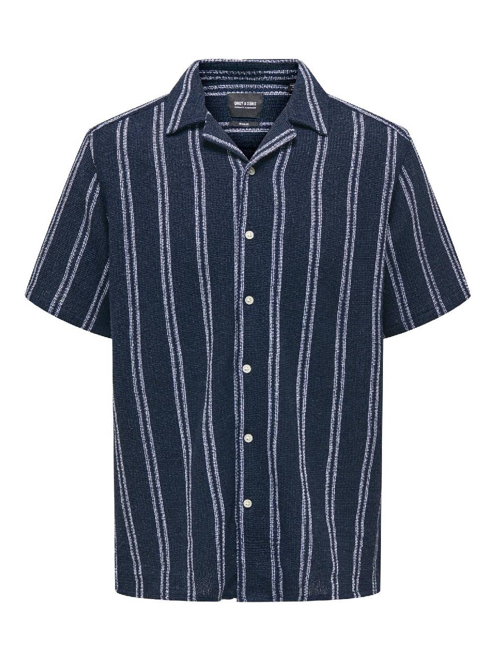Only & Sons Onstrev Life REG Struc Stripe SS Shirt (187197 Dark Navy)