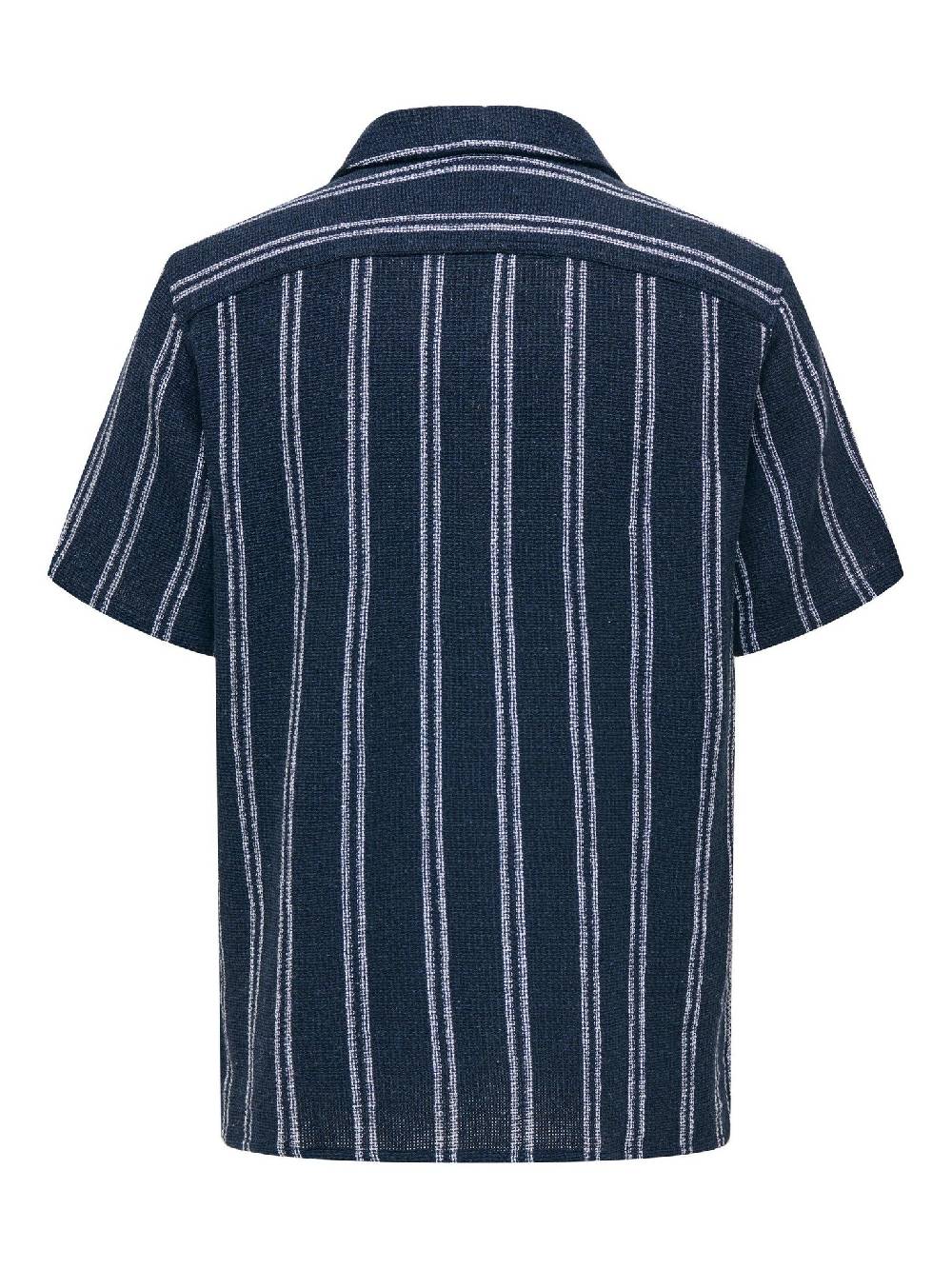 Only & Sons Onstrev Life REG Struc Stripe SS Shirt (187197 Dark Navy)