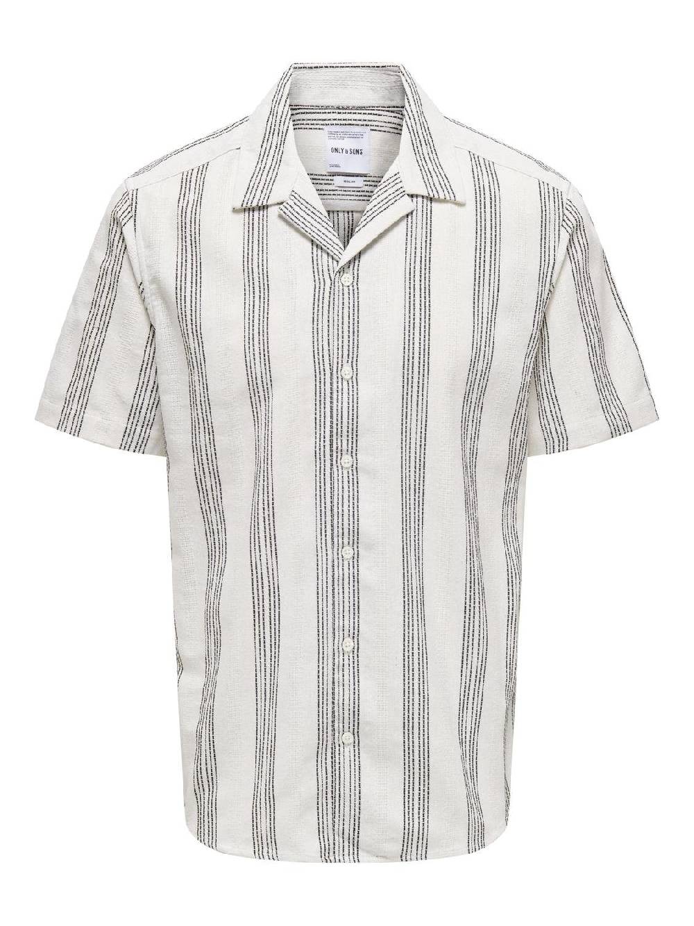 Only & Sons ONSTRUE REG SS STRUC STRIPE SHIRT ANTIQUE WHITE