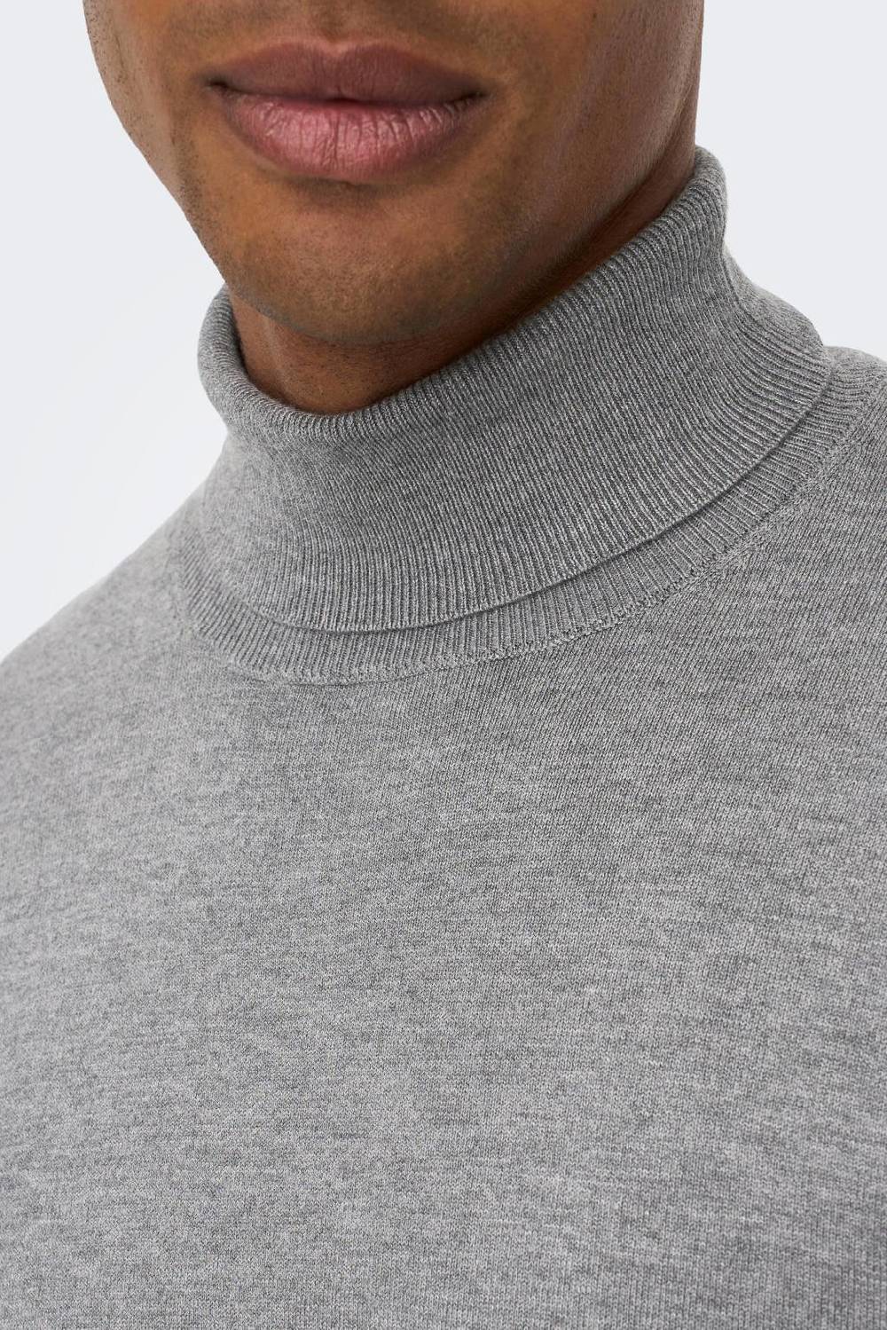 Only & Sons ONSWYLER Life Roll Neck Knit Grey Melange