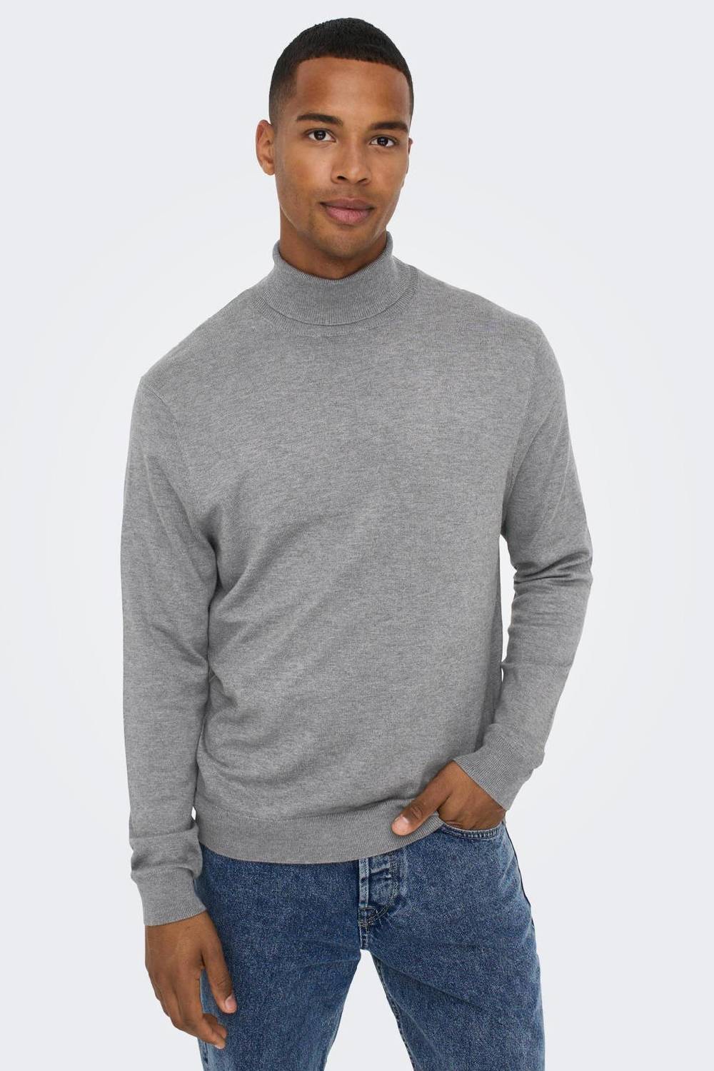Only & Sons ONSWYLER Life Roll Neck Knit Grey Melange