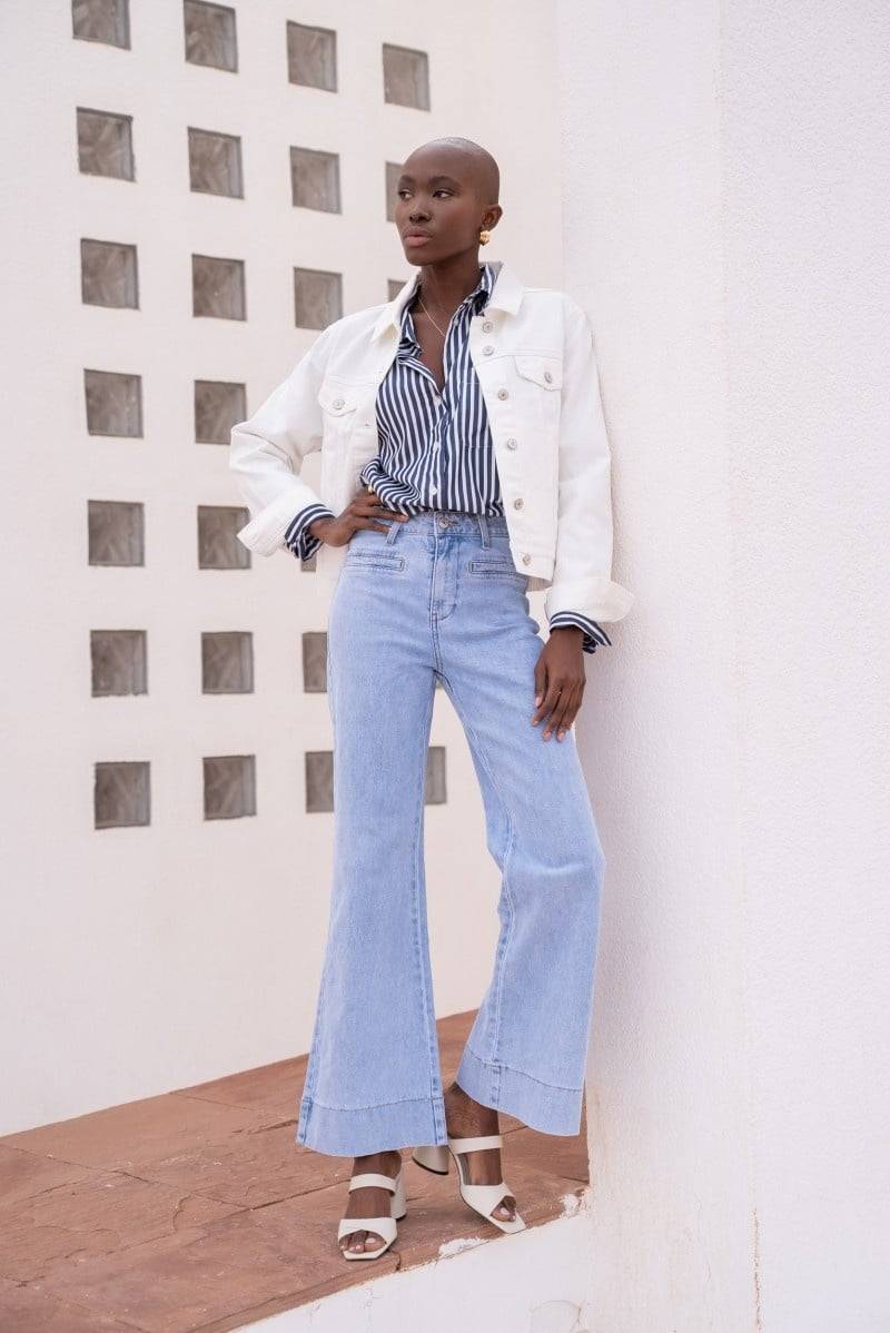 ORAIJE JEANS WIDE LEG BLEACH FRONT POCKET