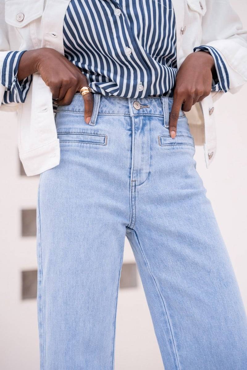 ORAIJE JEANS WIDE LEG BLEACH FRONT POCKET