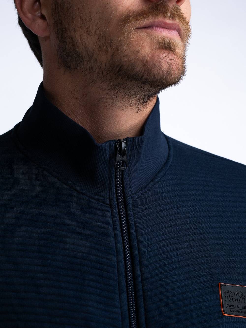 Petrol M-1040-SWC333 MEN VEST COLLAR ZIP (Navy 5178)