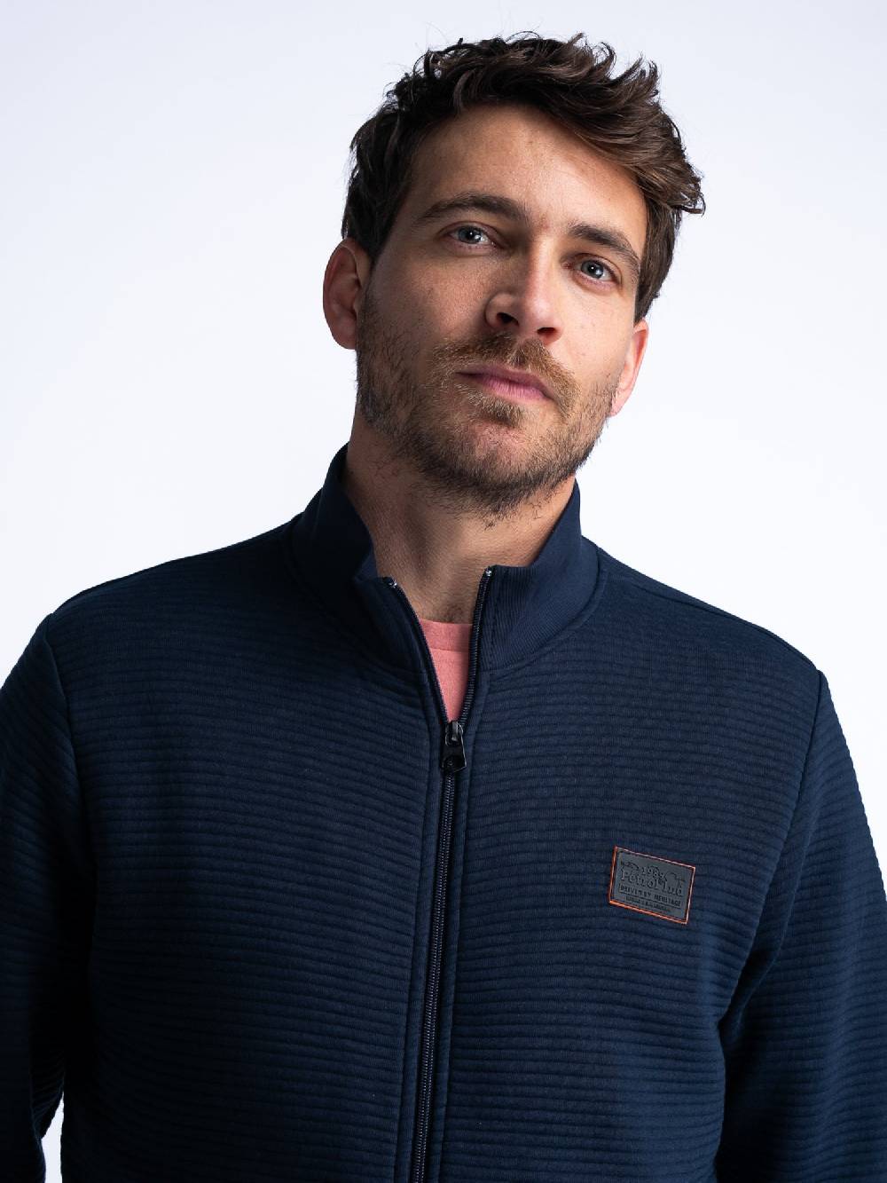 Petrol M-1040-SWC333 MEN VEST COLLAR ZIP (Navy 5178)