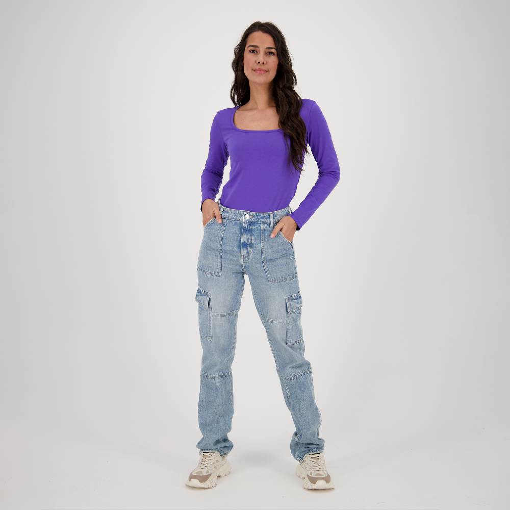 RAIZZED WOMEN Sunset Worker Mid Blue Stone Straight Jeans