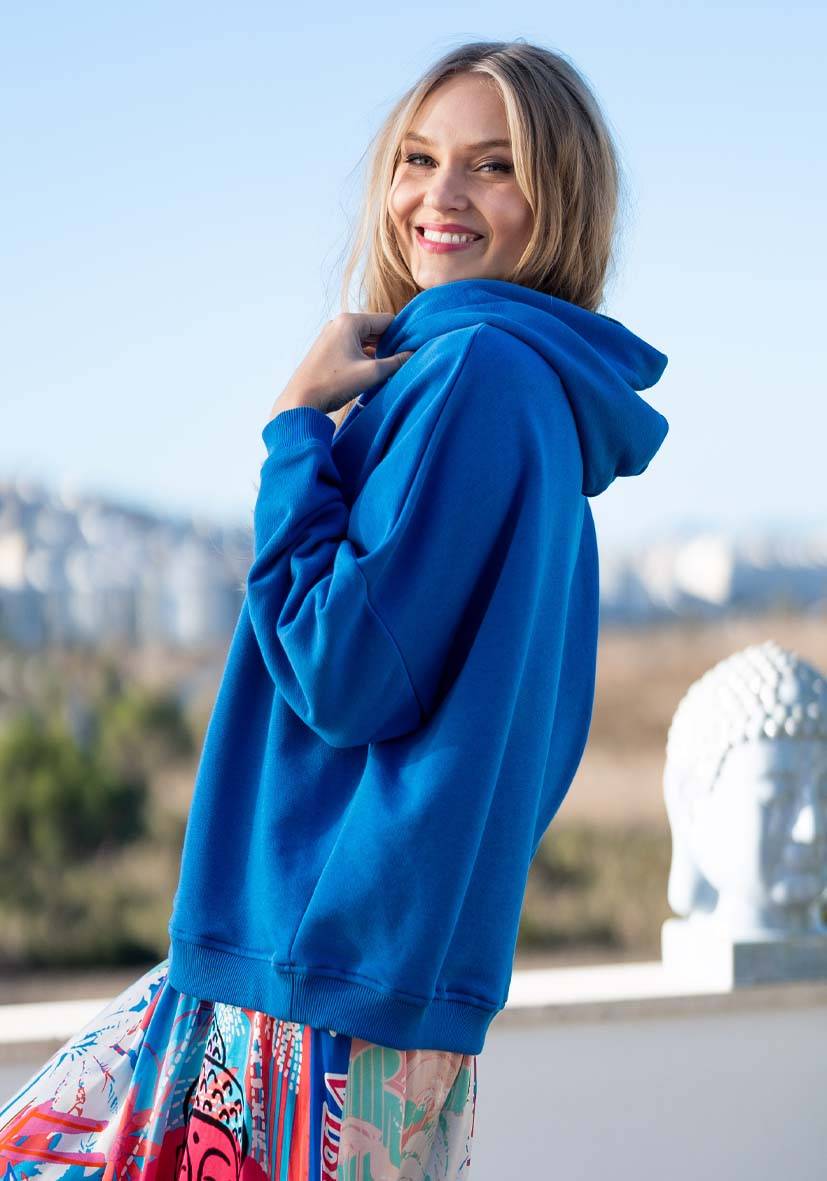 Miss Goodlife Hoodie Love Heartface – Blue/neonorange