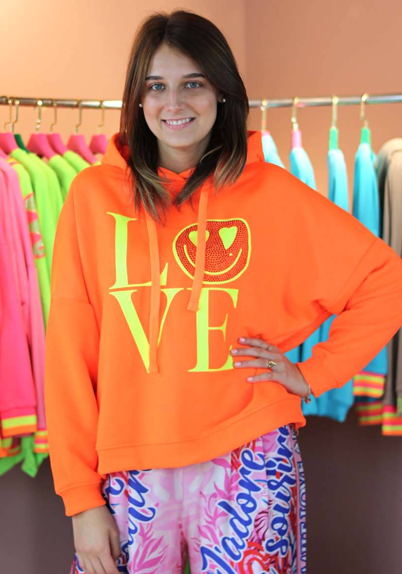 Miss Goodlife Hoodie Love Heartface – Neonorange/neonyellow
