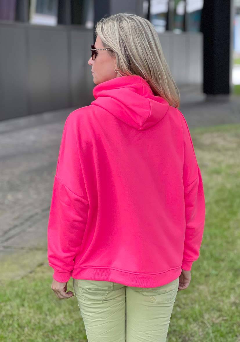 Miss Goodlife Hoodie Love Heartface – Neonpink/neonorange