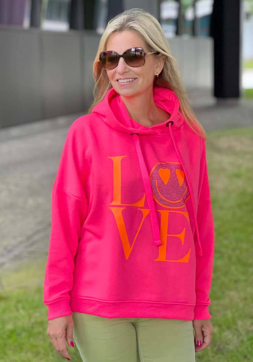 Miss Goodlife Hoodie Love Heartface – neonpink/neonorange
