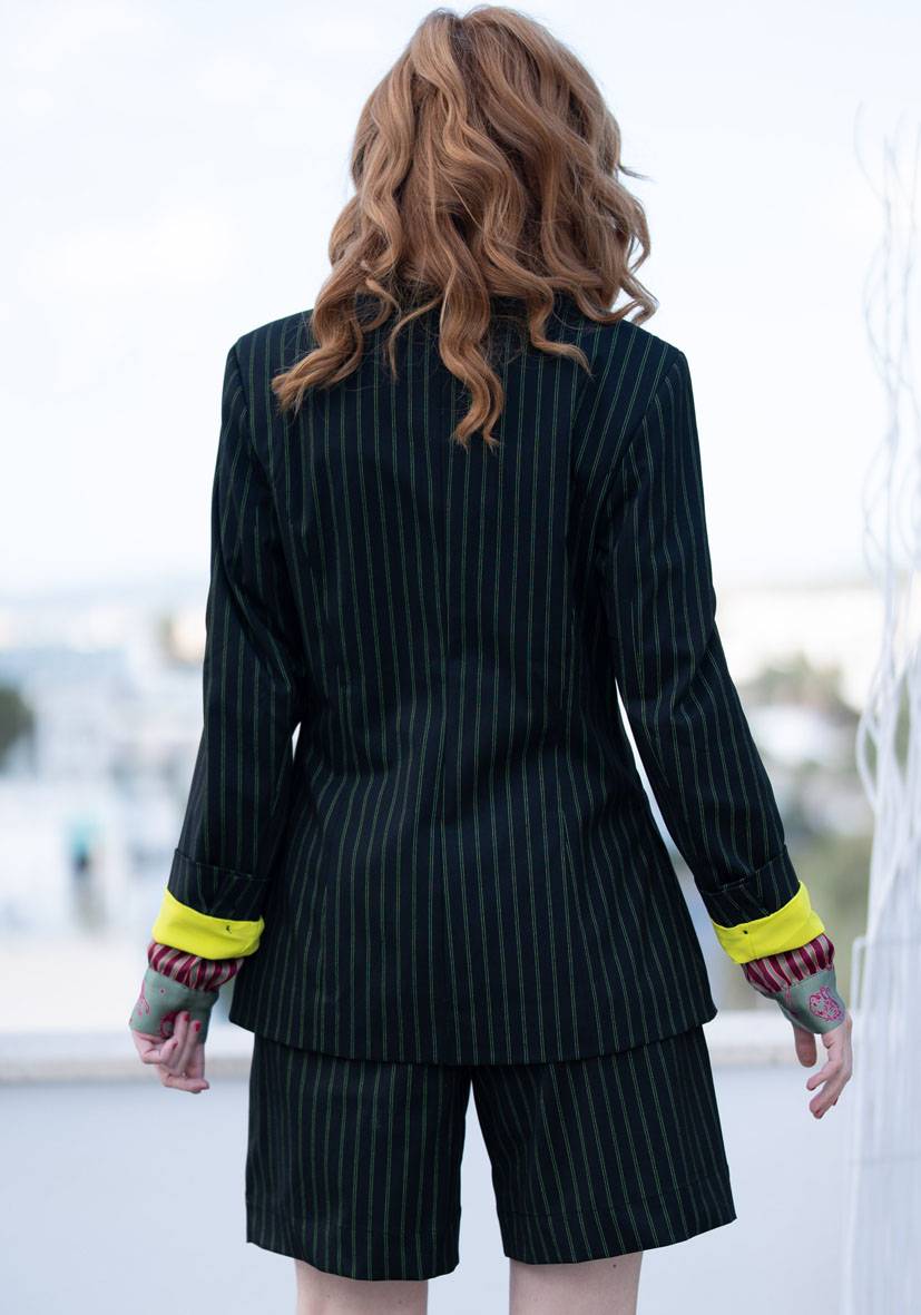Miss Goodlife Blazer Neon Pinstripes