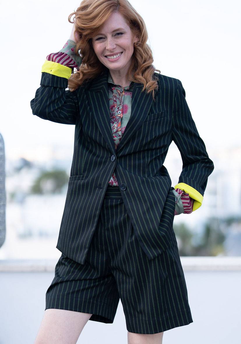 Miss Goodlife Blazer Neon Pinstripes