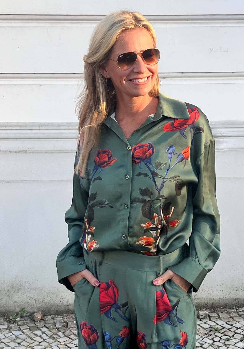 Miss Goodlife Blouse Roses green