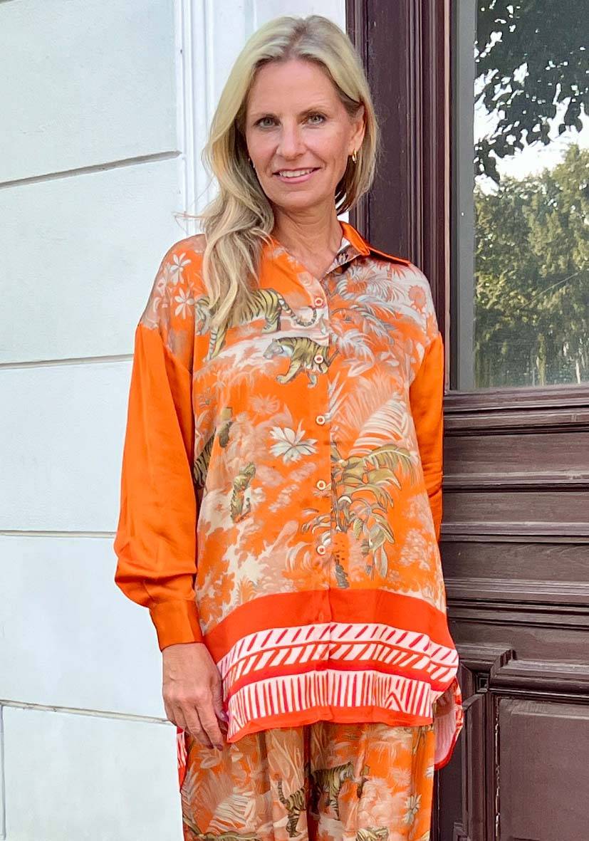 Miss Goodlife Blouse Tiger in the jungle – orange